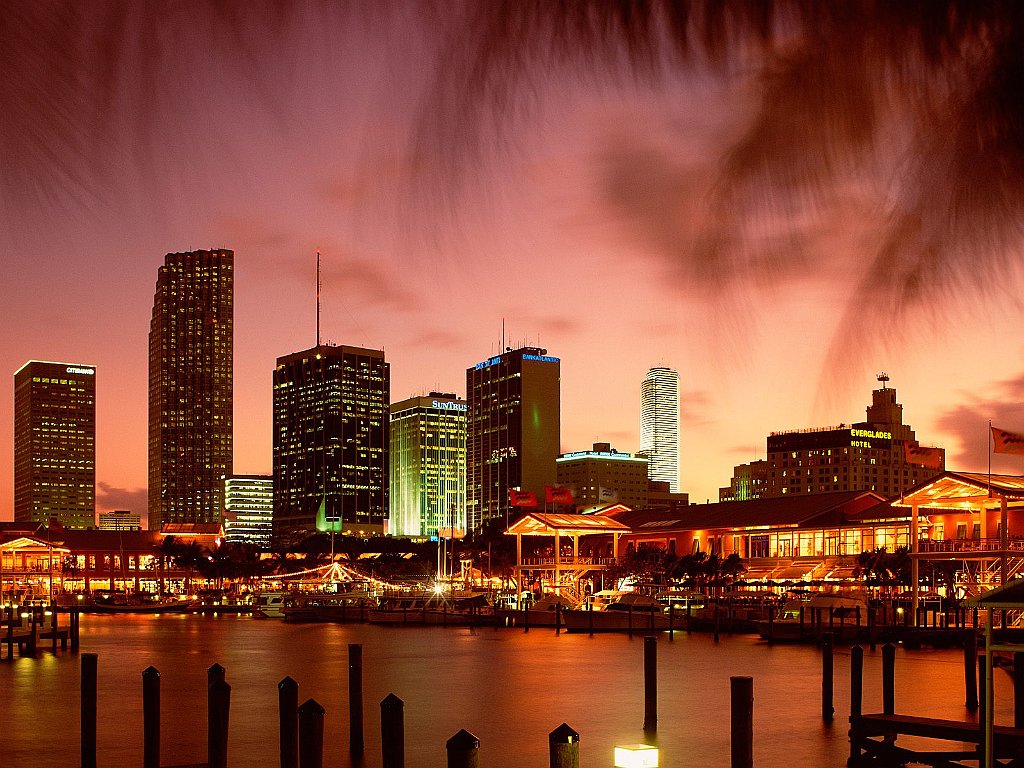 Miami Bay at Dusk, Florida